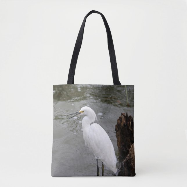 Singing Snowy Egret Tote Bag (Front)
