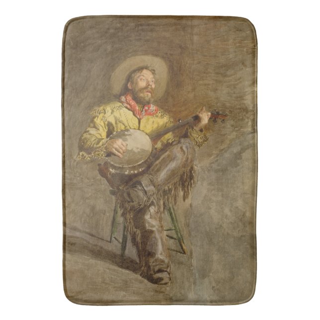 Singing Spanish Cowboy w Banjo Playing Trail Song Bath Mat (Front Vertical)
