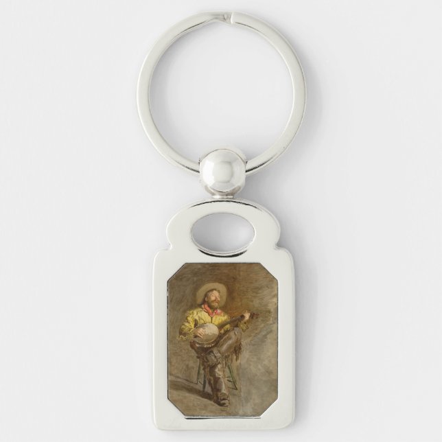 Singing Spanish Cowboy w Banjo Playing Trail Song Key Ring (Front)