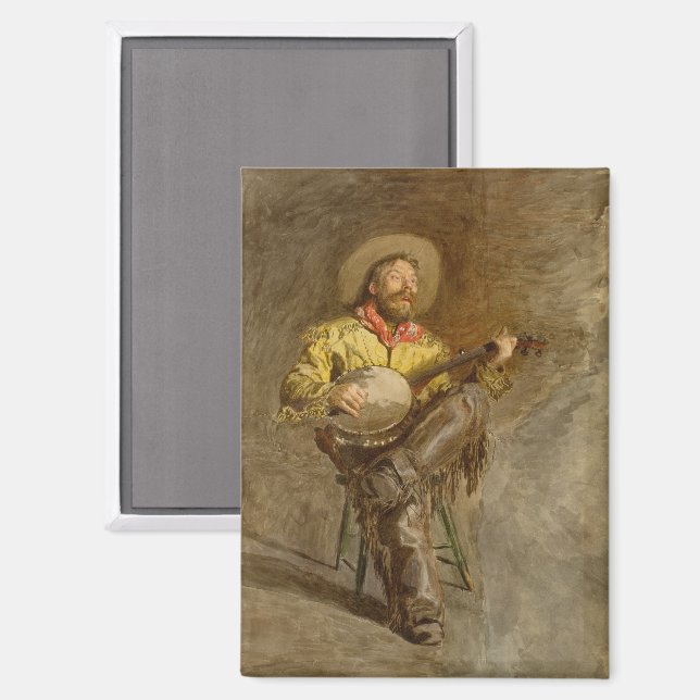 Singing Spanish Cowboy w Banjo Playing Trail Song Magnet (Front/Back)