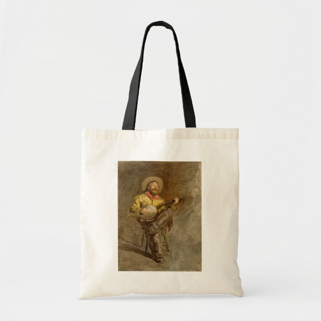 Singing Spanish Cowboy w Banjo Playing Trail Song Tote Bag (Front)