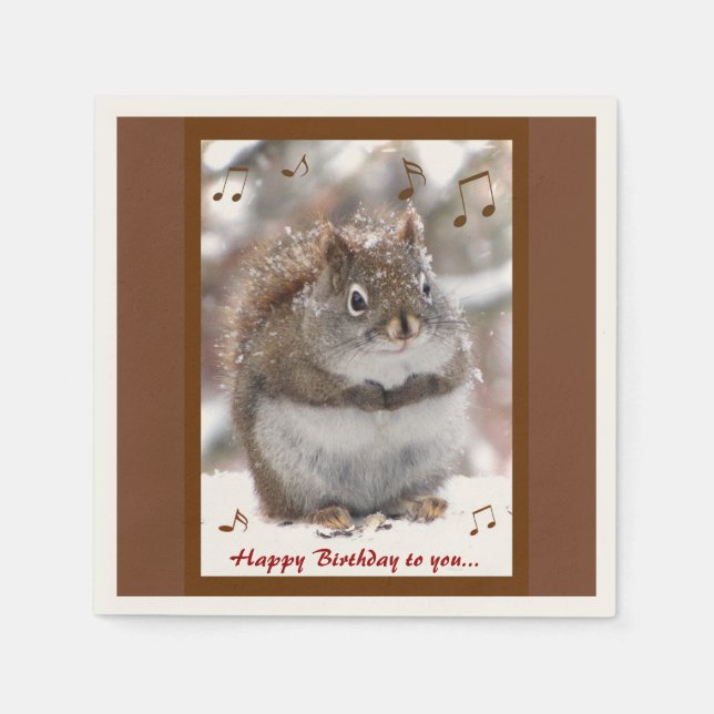Singing Squirrel Birthday Napkins (Front)