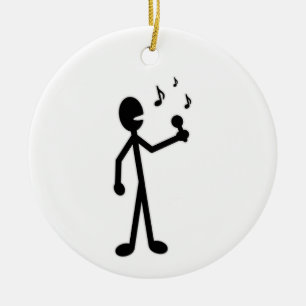 Singing Stick Figure Ceramic Ornament