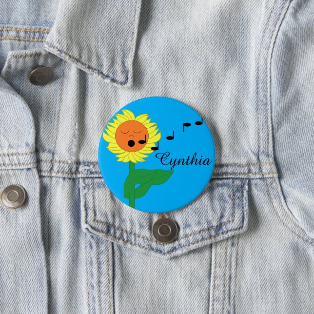 Singing Sunflower 7.5 Cm Round Badge (In Situ)