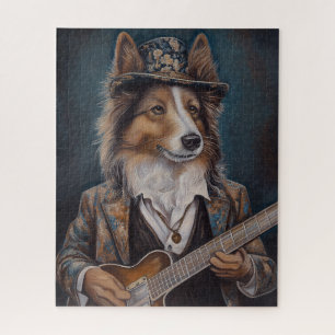 Singing the Blues Shetland Sheepdog   Sheltie Jigsaw Puzzle