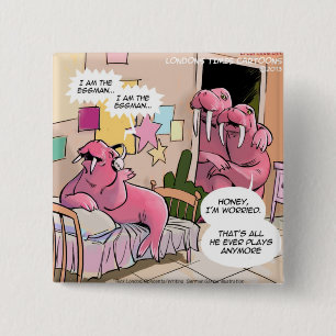 Singing Walrus Worried Parents Funny 15 Cm Square Badge
