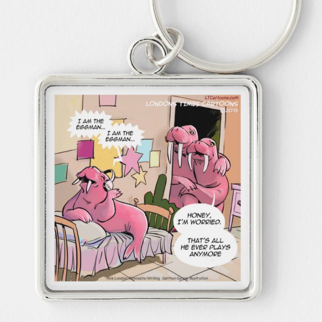 Singing Walrus Worried Parents Funny Key Ring (Front)