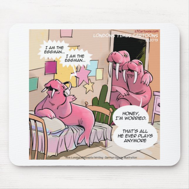 Singing Walrus Worried Parents Funny Mouse Pad (Front)