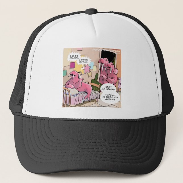 Singing Walrus Worried Parents Funny Trucker Hat (Front)