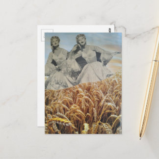 Singing Women in a Wheat Field Collage Postcard