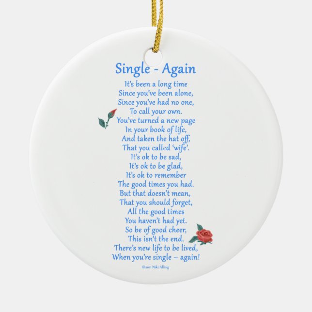Single Again Ceramic Ornament (Front)