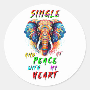 Single And At Peace With My Heart Classic Round Sticker
