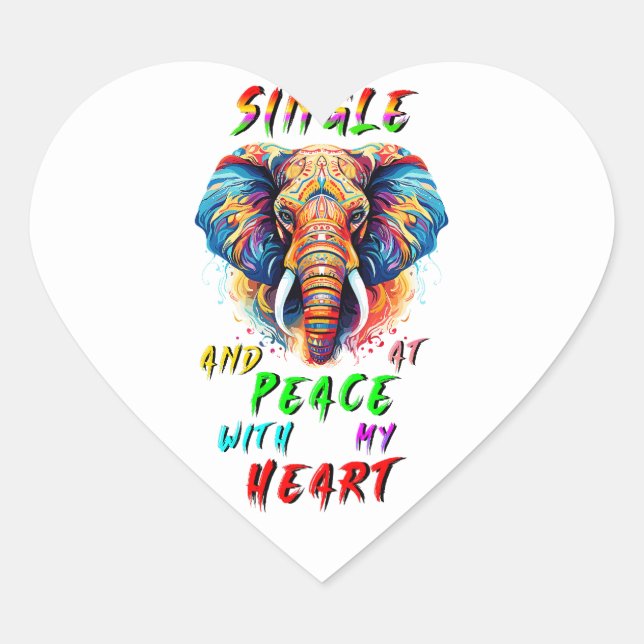 Single And At Peace With My Heart Sticker (Front)