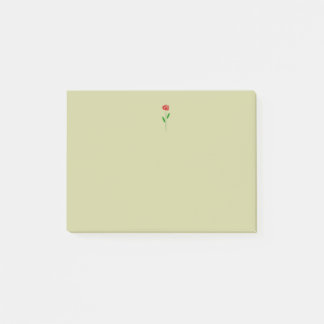 Single Art Deco Red Rose Green Leaves and Stem Post-it Notes