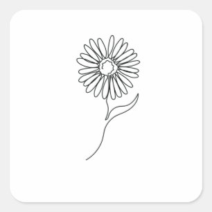 Single Art Line Drawing Square Sticker