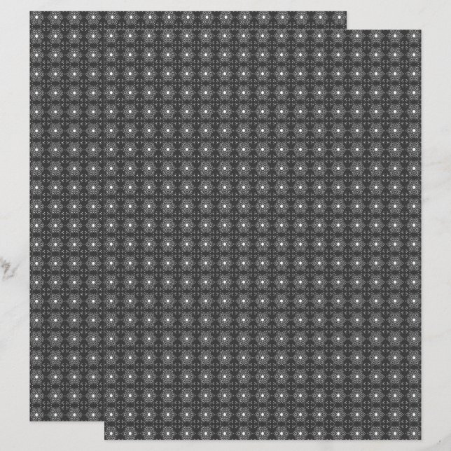 Single B&W Med. TIle 2-Sided Scrapbook Paper Page (Front/Back)
