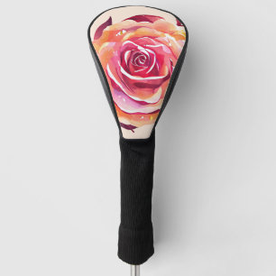Single Beautiful Large Pink Rose Golf Head Cover