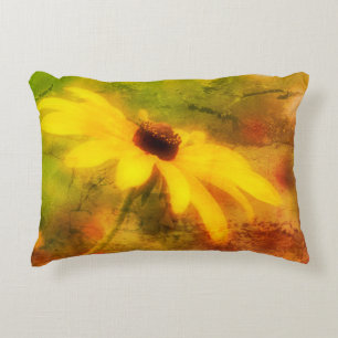 Single Black Eyed Susan Daisy Abstract Grunge  Decorative Cushion
