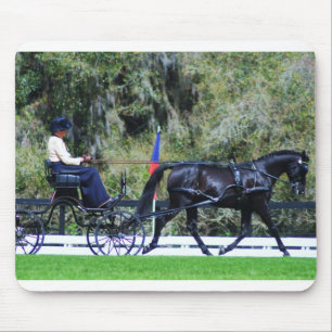 single black horse carriage driving mouse pad