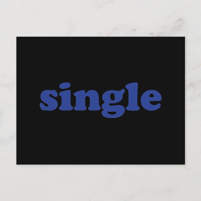 "single" blue letters black postcard (Front)