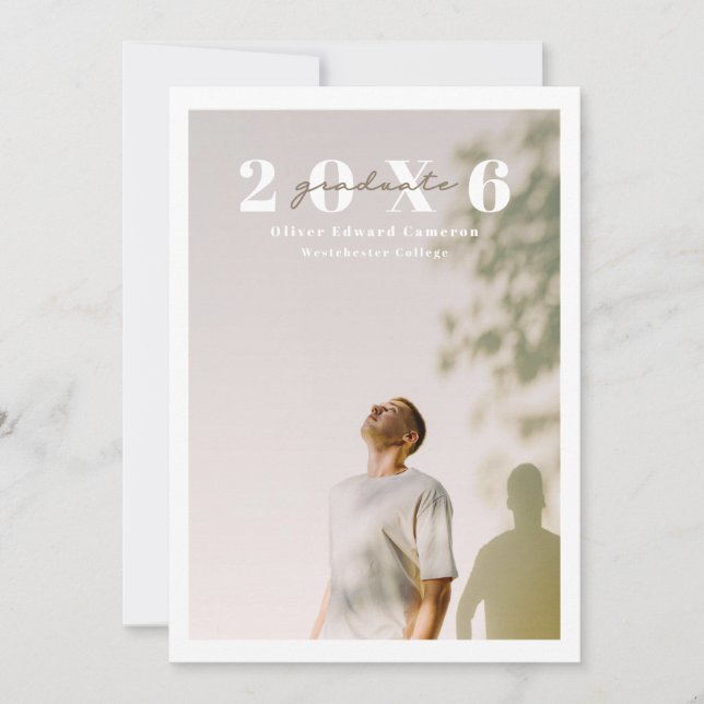 single bordered photo with bold class year minimal announcement (Front)
