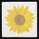Single Bright Yellow Sunflower Stone Coaster<br><div class="desc">A close-up photo of a bright yellow sunflower.</div>