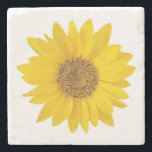 Single Bright Yellow Sunflower Stone Coaster<br><div class="desc">A close-up photo of a bright yellow sunflower.</div>
