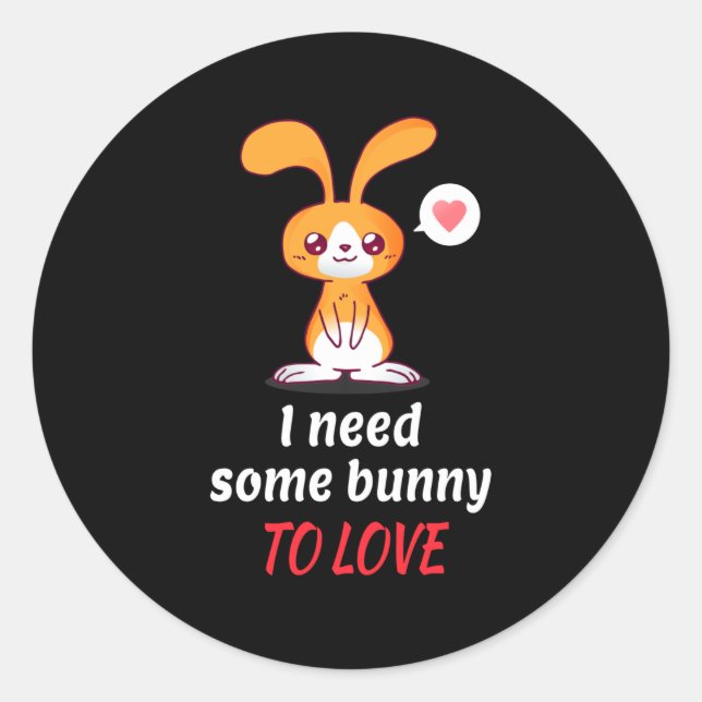 Single Bunny Needs Someone To Love Classic Round Sticker (Front)