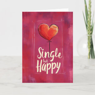 Single but Happy Red Balloon Holiday Card