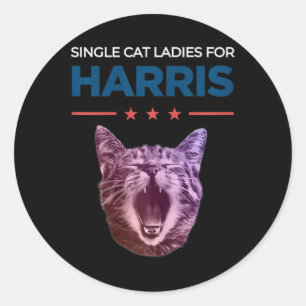 Single Cat Ladies For Harris 2024 Political  Classic Round Sticker