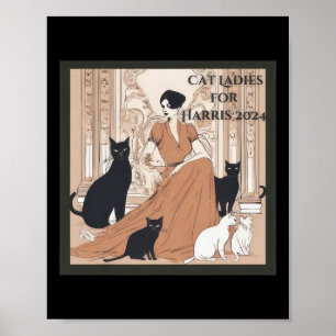 Single Cat Ladies For Kamala 2024 Poster