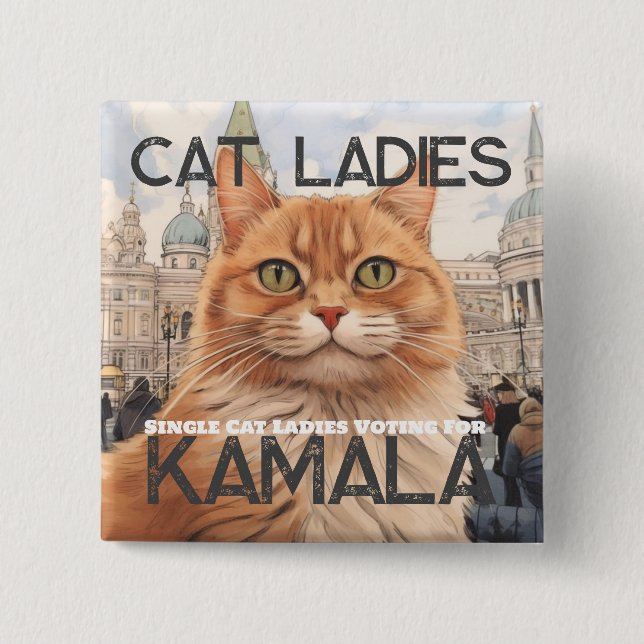 Single Cat Lady for Kamala Button (Front)