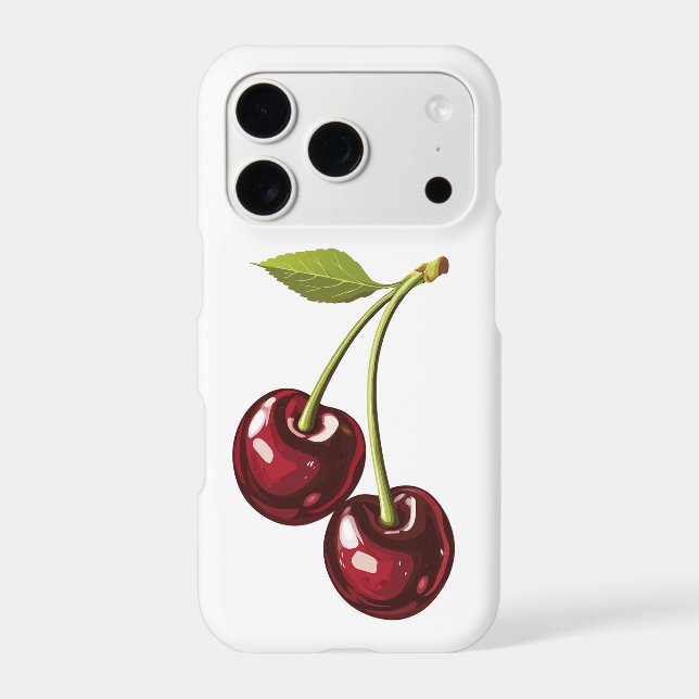 Single Cherry Pair iPhone Case | Cherry Red (Back)