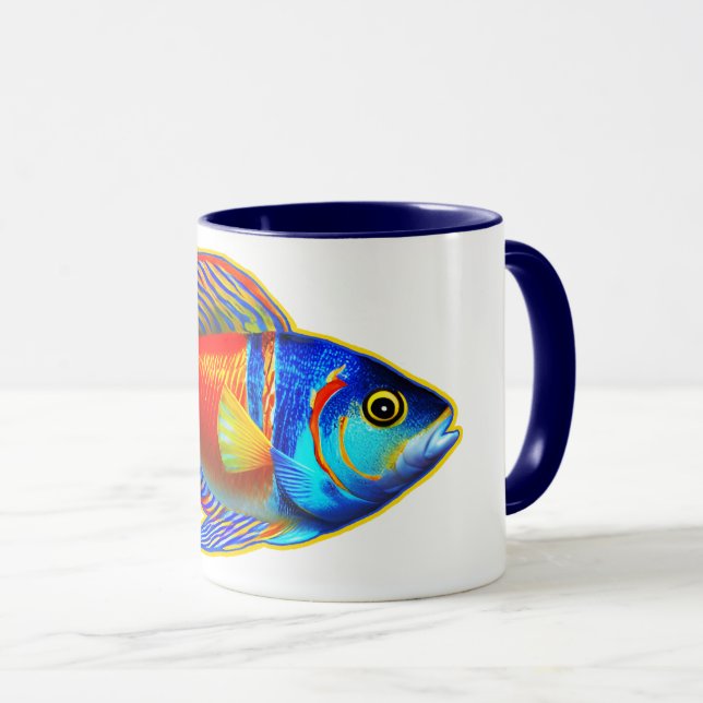 Single, colorful Fish Mug (Front Right)