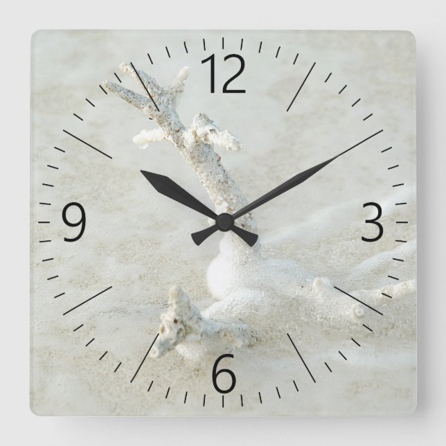 Single coral on the beach square wall clock (Front)
