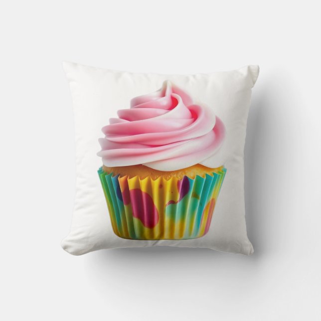 Single Cupcake with Pink and White Frosting Cushion (Front)