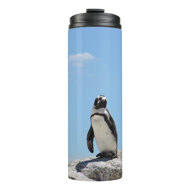 Single Cute Penguin and Blue Sky Thermal Tumbler (Front)