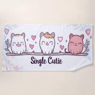 Single Cutie Cute Cats Beach Towel