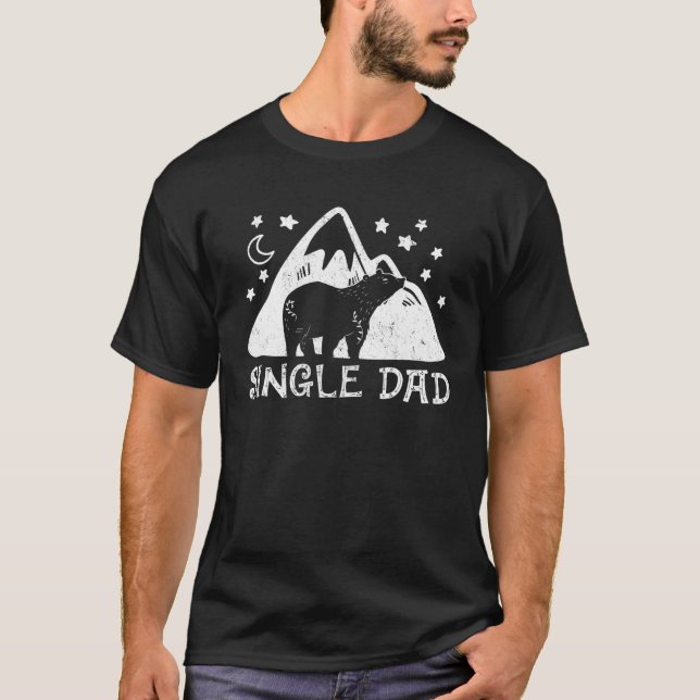 Single Dad Bear Floral Cute  Mother s Father s Day T-Shirt (Front)