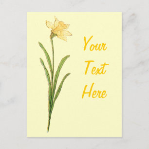 Single Daffodil Illustration by Kate Greenaway Postcard
