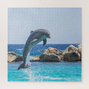 Single Dolphin Jumping Jigsaw Puzzle