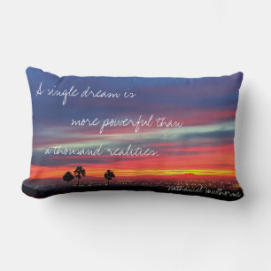 Single Dream Quote Orange Blue Sunset Photo Lumbar Cushion