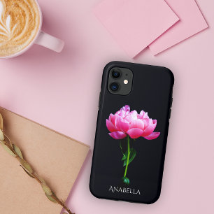 Single Elegant Pink Peony Persoanlize iPhone 11 Case