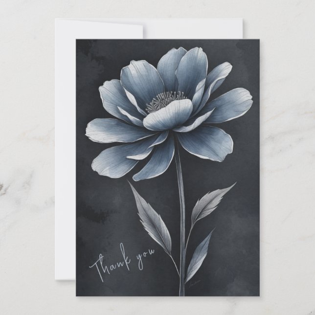 Single Flower Thank Thank You Map greeting card (Front)