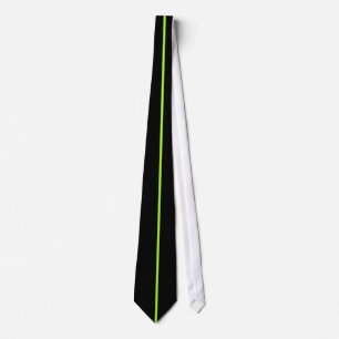 Single Green+Yellow Stripe on Black Tie