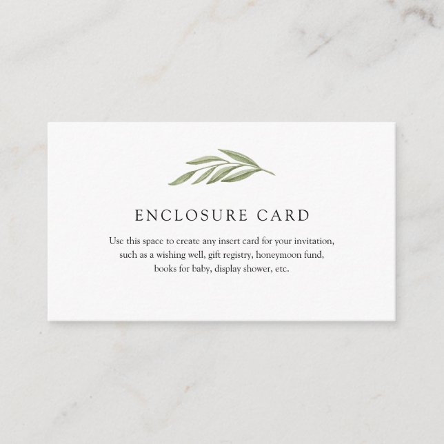 Single Greenery Branch Enclosure Card (Front)