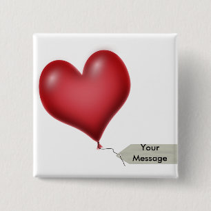 Single Heart Balloon Flying Solo 15 Cm Square Badge