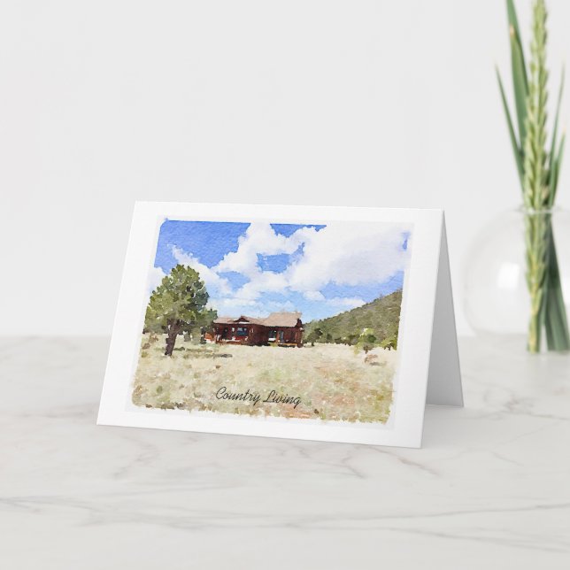Single House Country Living Watercolor Card (Front)