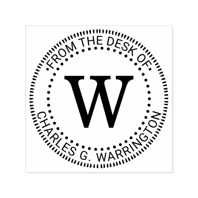 Single Initial Letter Monogram “from the desk of” Self-inking Stamp (Design)