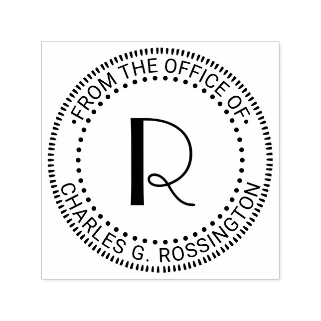 Single Initial Letter Monogram “From the office” Self-inking Stamp (Design)